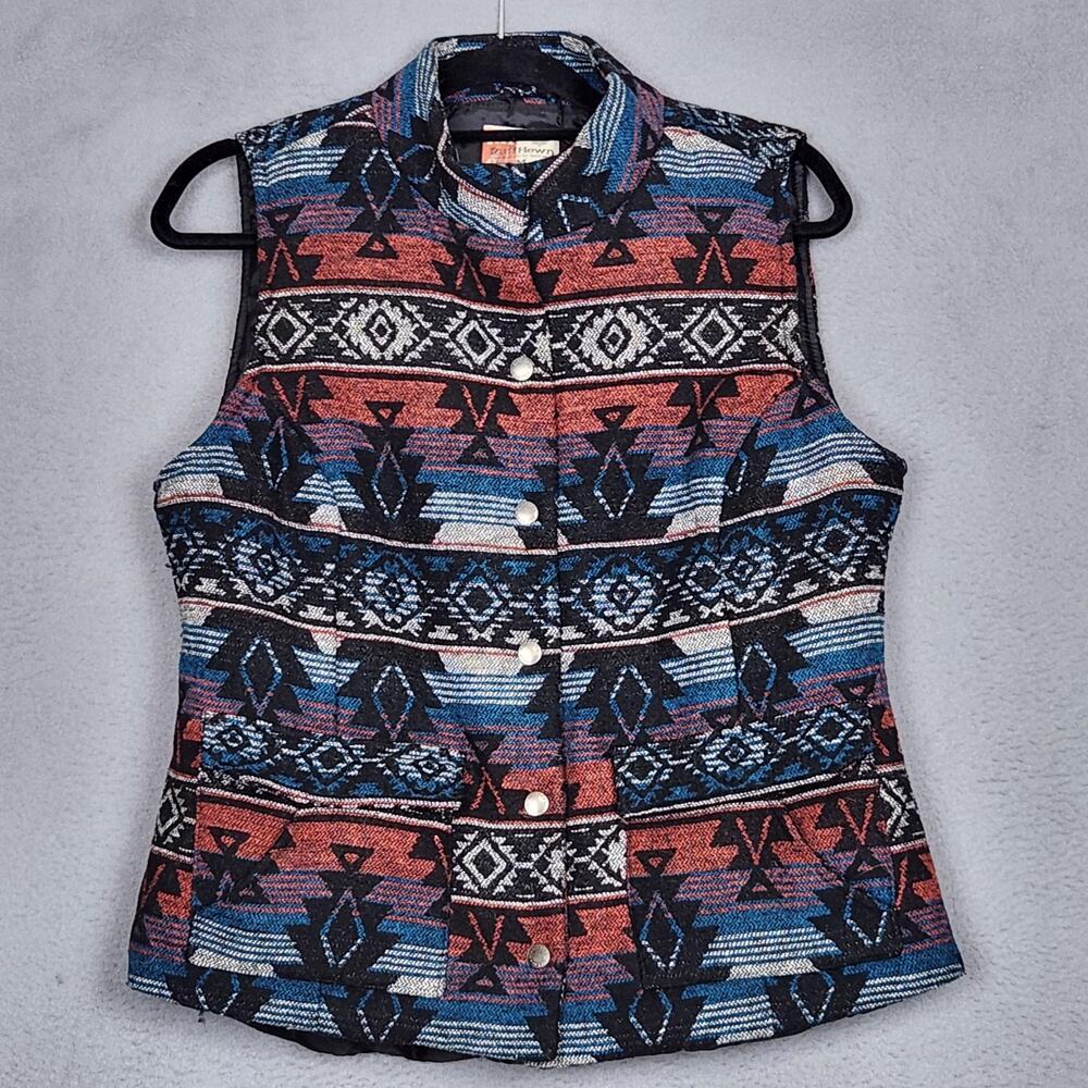RuffHewn Vest Womens Medium Southwestern Aztec Wool Blend Quilted Button Front